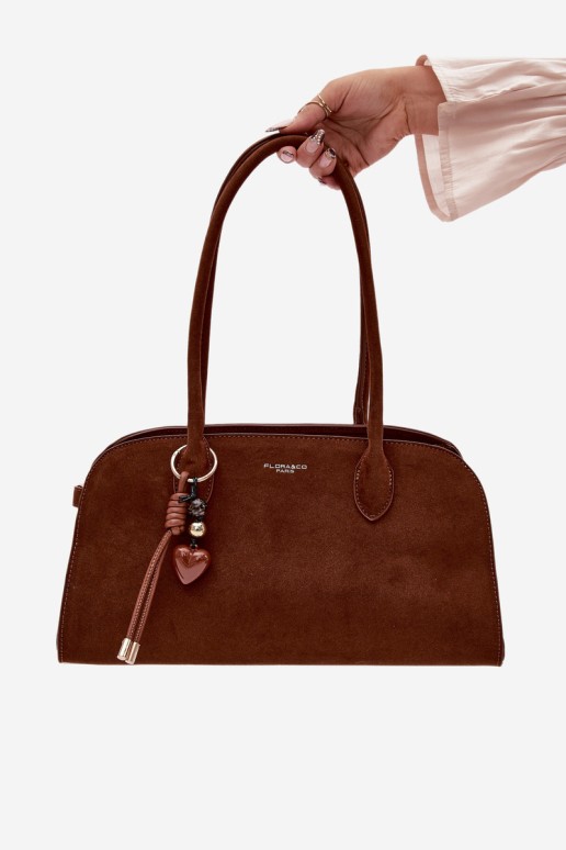 „Flora&Co“ Camel Violette zomšinė rankinė su raktų pakabuku ir sagtimis