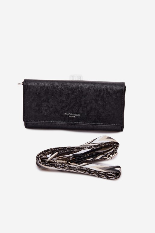 Flora&Co 2 viename piniginė su dirželiu, juoda, Suzette