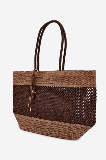 Flora&Co pintas pirkinių krepšys didelis su raktų pakabuku, rudas, Lucette