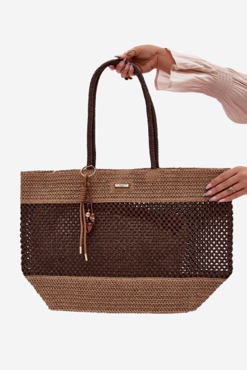 Flora&Co pintas pirkinių krepšys didelis su raktų pakabuku, rudas, Lucette 2