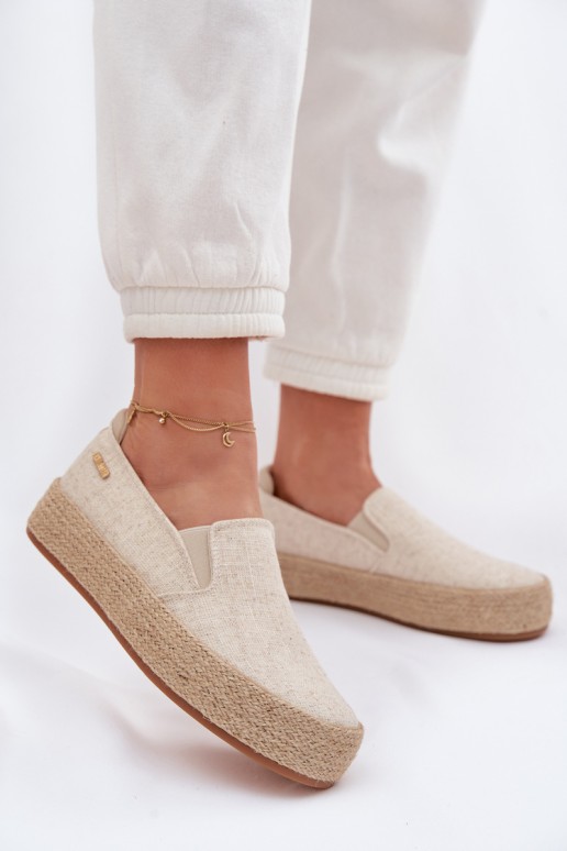 Moteriškos espadrilės ant platformos Big Star TT274089 smėlio spalvos
