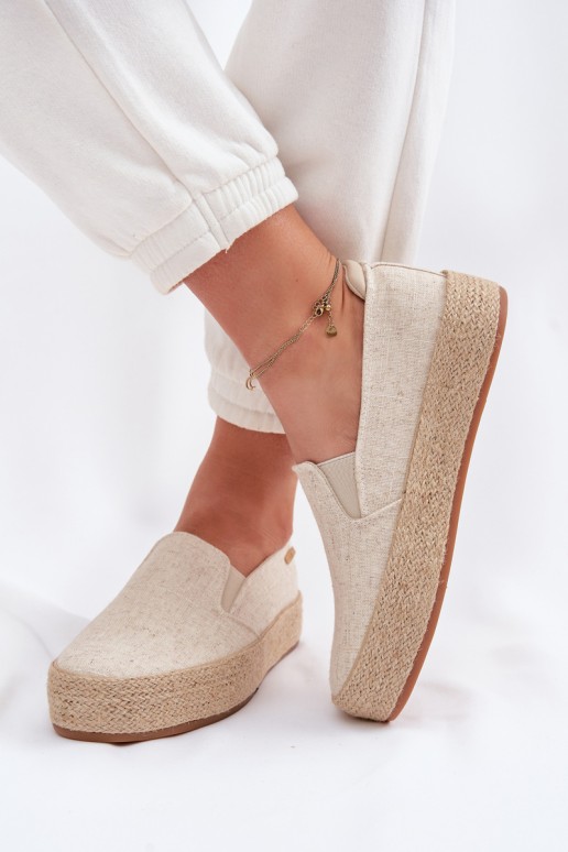Moteriškos espadrilės ant platformos Big Star TT274089 smėlio spalvos
