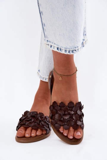 „Zazoo 40468“ šokoladinės odos plokščios basutės