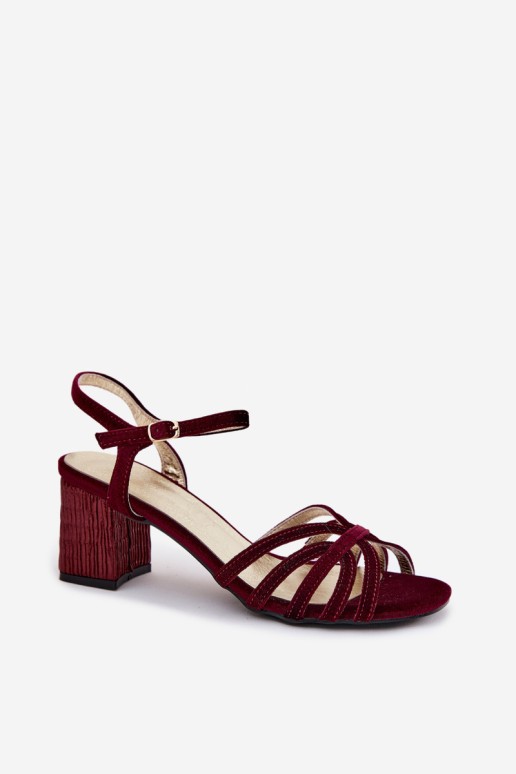 D&A SR61-0102 bordo spalvos aksominės moteriškos basutės su kulnu