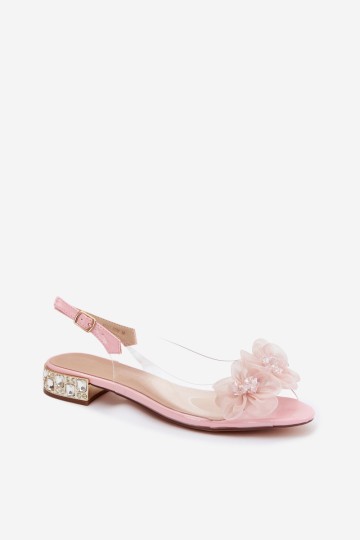 Permatomos basutės su kristalais ir tinklelio gėlėmis D&A MR61-9006 Pink 2