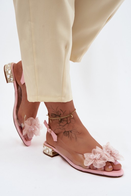 Permatomos basutės su kristalais ir tinklelio gėlėmis D&A MR61-9006 Pink