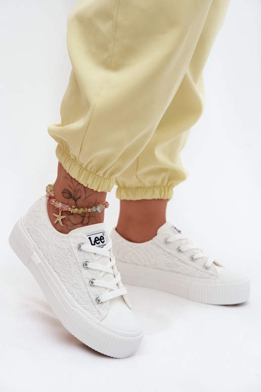 LEE ISLA LACE WOMEN LOW 50261003.1FG balti nėriniuoti platforminiai sportbačiai