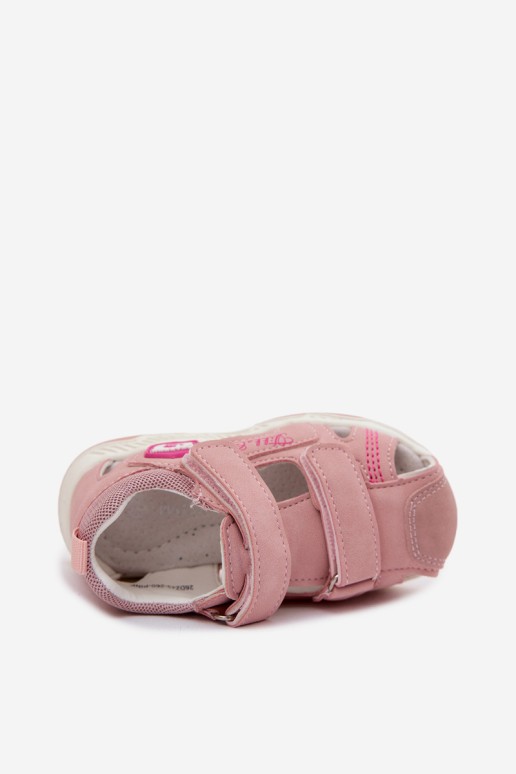 Rožinės „Ambera“ basutės mergaitėms su velcro užsegimu