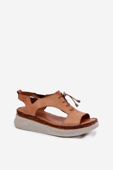 Maciejka I7646-29 Camel moteriški odiniai platforminiai sandalai 2