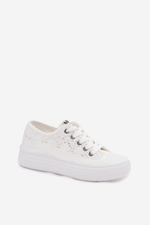Lee Cooper LCW-26-44-4485 moteriški ažūriniai sportbačiai su platforma, balti