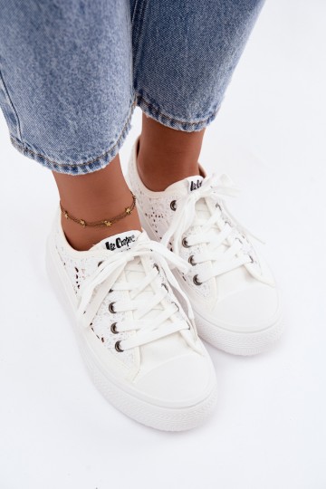 Lee Cooper LCW-26-44-4485 moteriški ažūriniai sportbačiai su platforma, balti