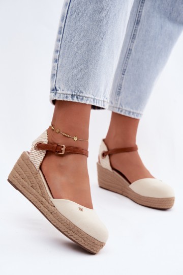 Wrangler 20261087-99Q smėlio spalvos moteriškos basutės su pleištu ant espadrilių