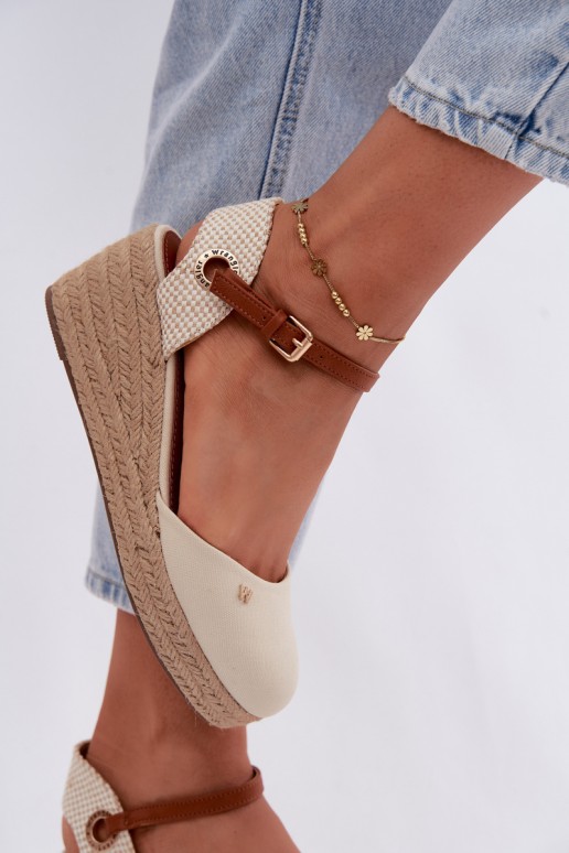Wrangler 20261087-99Q smėlio spalvos moteriškos basutės su pleištu ant espadrilių