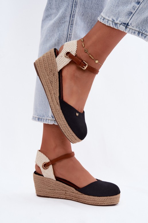 Wrangler 20261087-25Y moteriškos basutės su pleištu ir espadriliukais, juodos