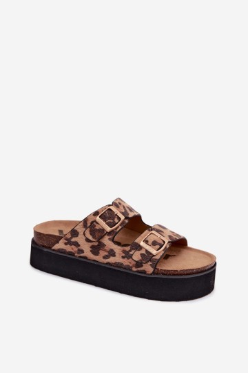 Moteriškos platforminės šlepetės su sagtimis Wrangler 20261072.92A leopardo rašto 2