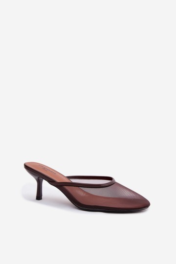 Šokoladinės „Calmio Mesh Stiletto“ šlepetės 2