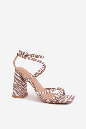 Madingi smėlio spalvos „Zebra Josette“ aukštakulniai sandalai 2