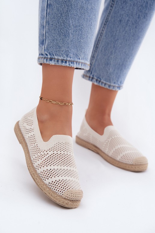 Candessa moteriškos ažūrinės audinio espadrilės šviesiai smėlio spalvos