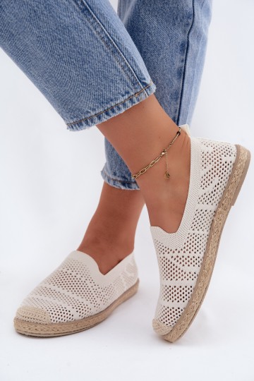 Candessa moteriškos ažūrinės audinio espadrilės šviesiai smėlio spalvos