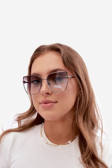 Be rėmelio katės akių akiniai nuo saulės su UV 400 filtru, mėlyni