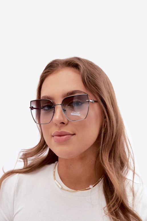 Be rėmelio katės akių akiniai nuo saulės su UV 400 filtru, mėlyni