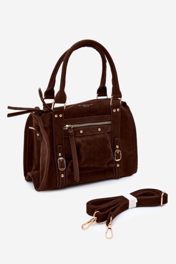 Flora&Co šokolado spalvos „Lendra Suede“ moteriška rankinė 2
