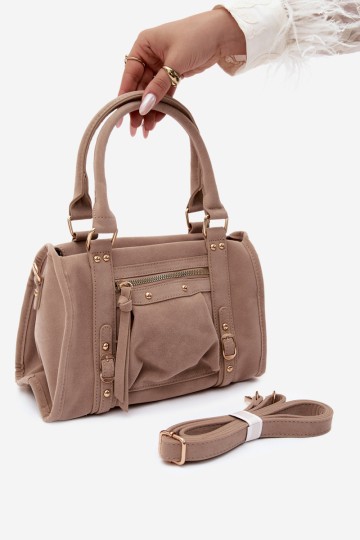 Flora&Co smėlio spalvos zomšinė moteriška rankinė Lendra 2