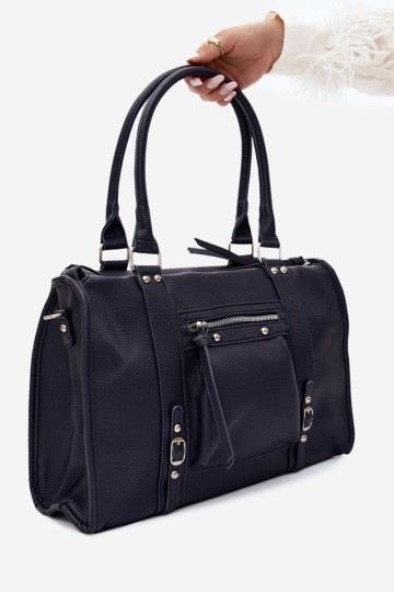 Flora&Co didelė tamsiai mėlyna odinė Nolita rankinė