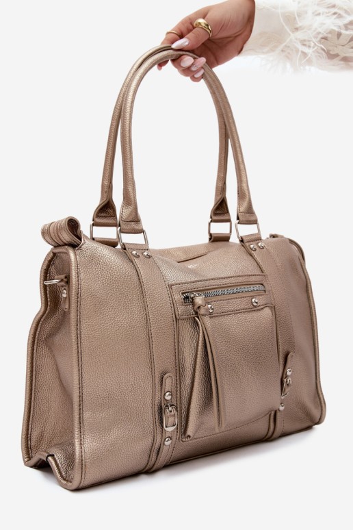 Flora&Co didelė odinė rankinė su auksine Nolita rankena