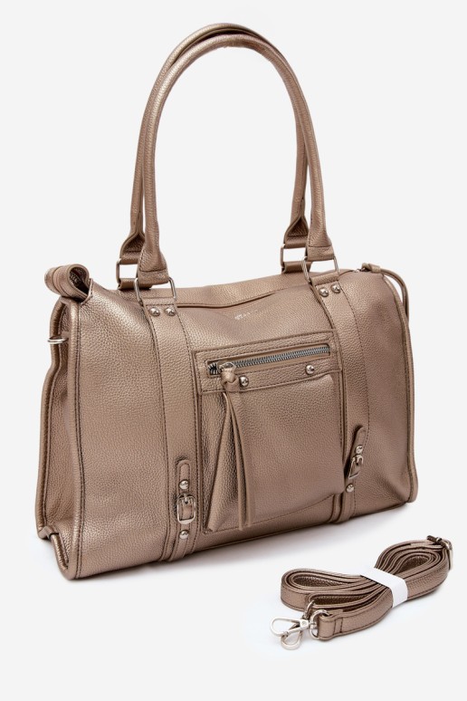 Flora&Co didelė odinė rankinė su auksine Nolita rankena