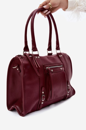 Flora&Co didelė bordo spalvos odinė rankinė Nolita
