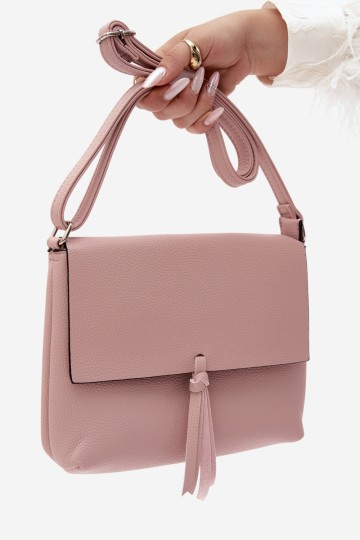 Flora&Co rožinės odos rankinė per petį su kutais Sigrid