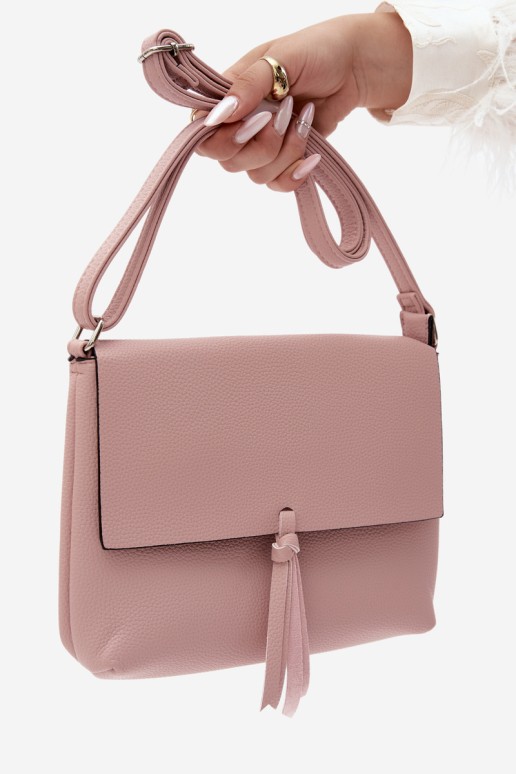 Flora&Co rožinės odos rankinė per petį su kutais Sigrid