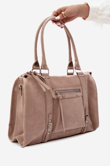 Flora&Co didelė smėlio spalvos zomšinė rankinė Nolita