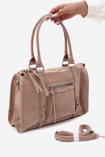 Flora&Co didelė smėlio spalvos zomšinė rankinė Nolita 2