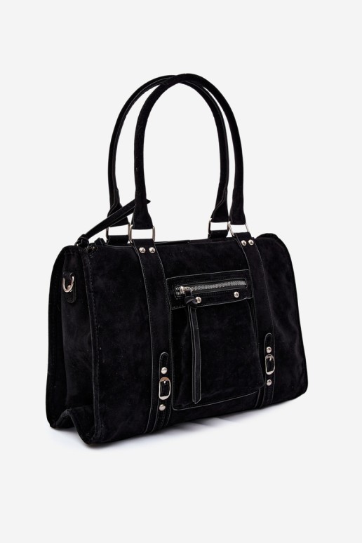 Flora&Co didelė juoda zomšinė Nolita rankinė