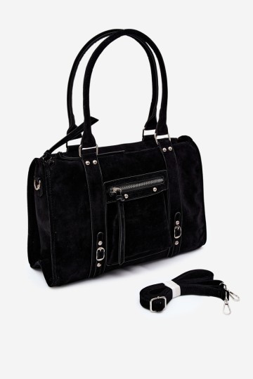 Flora&Co didelė juoda zomšinė Nolita rankinė 2