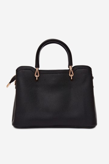 „Flora&Co“ odinė rankinė su gėlėtu raktų pakabuku, juoda, Noomi