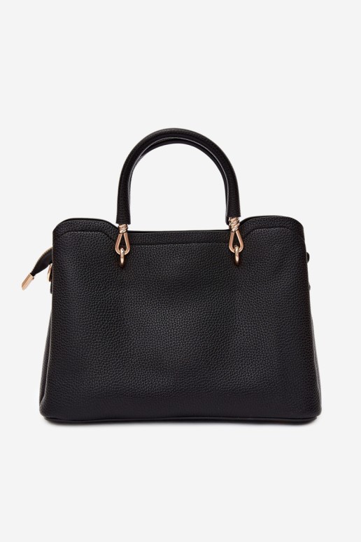 „Flora&Co“ odinė rankinė su gėlėtu raktų pakabuku, juoda, Noomi