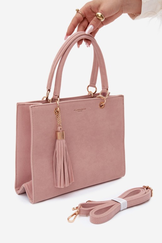 Flora&Co moteriškas zomšos rožinis Ottilie rankinukas