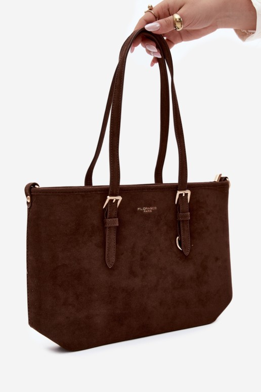 „Flora&Co“ šokoladinis „Araminta Suede“ pirkinių krepšys