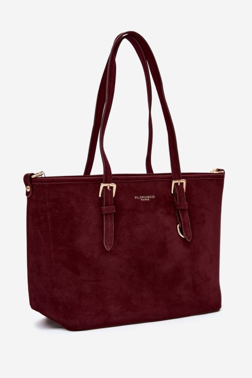 Flora&Co Burgundy Araminta Suede Pirkinių krepšys