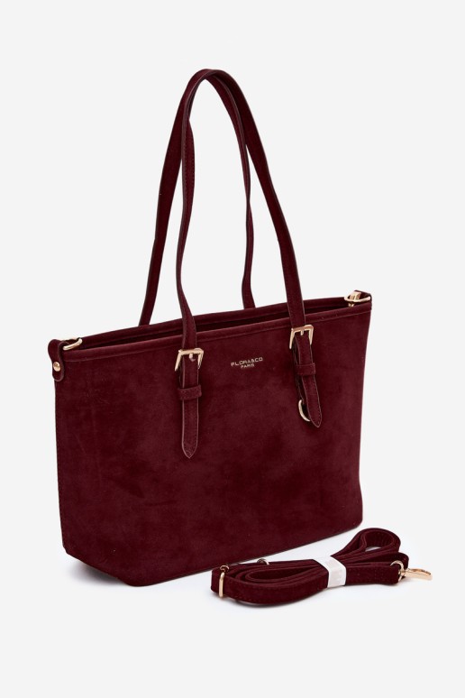 Flora&Co Burgundy Araminta Suede Pirkinių krepšys
