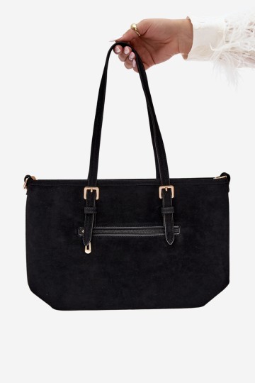 „Flora&Co“ juodas „Araminta Suede“ pirkinių krepšys 2