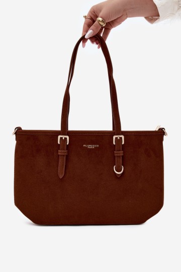 Flora&Co Camel spalvos Araminta zomšos pirkinių krepšys