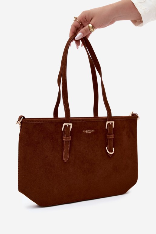 Flora&Co Camel spalvos Araminta zomšos pirkinių krepšys