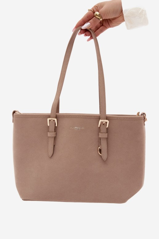 „Flora&Co“ smėlio spalvos „Araminta Suede“ pirkinių krepšys