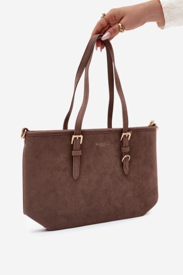 „Flora&Co“ pilkai rudos spalvos „Araminta Suede“ pirkinių krepšys