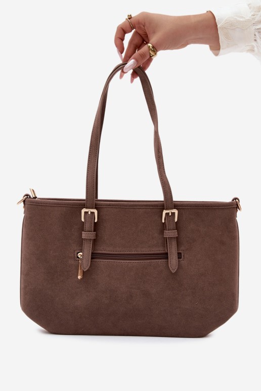 „Flora&Co“ pilkai rudos spalvos „Araminta Suede“ pirkinių krepšys