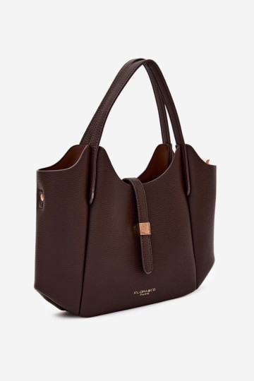 Flora&Co moteriška odinė rankinė šokolado ir karamelės spalvos